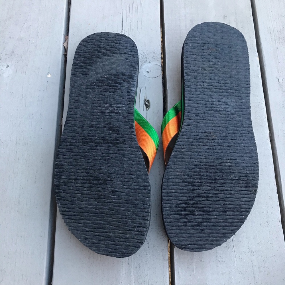 Polo Ralph Lauren Sullivan Orange Green Flip Flops Sandals - Picture 4 of 4